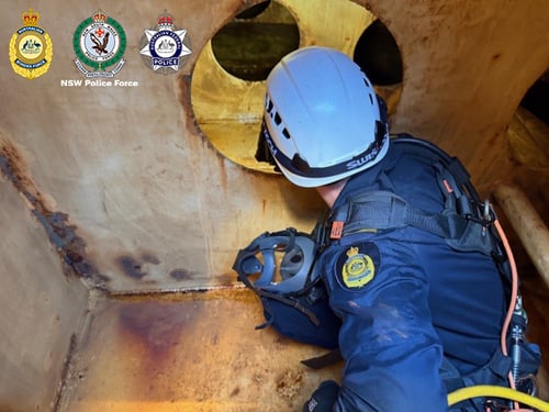 Police conduct an inspection. Credit: AFP
