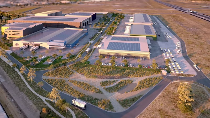 Aerial view of the Adelaide Airport – Airport Junction freight precinct