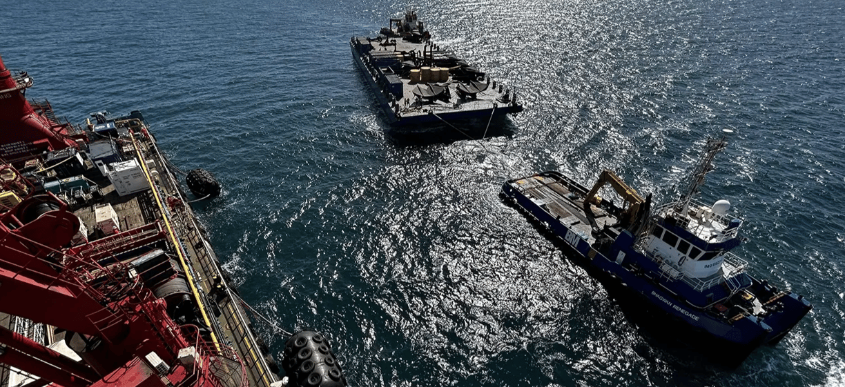 Barges operating at the Thevenard Island project
