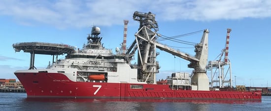 Pipe layer and construction vessel Seven Arctic in Fremantle Sept26. © Amanda Bradfield