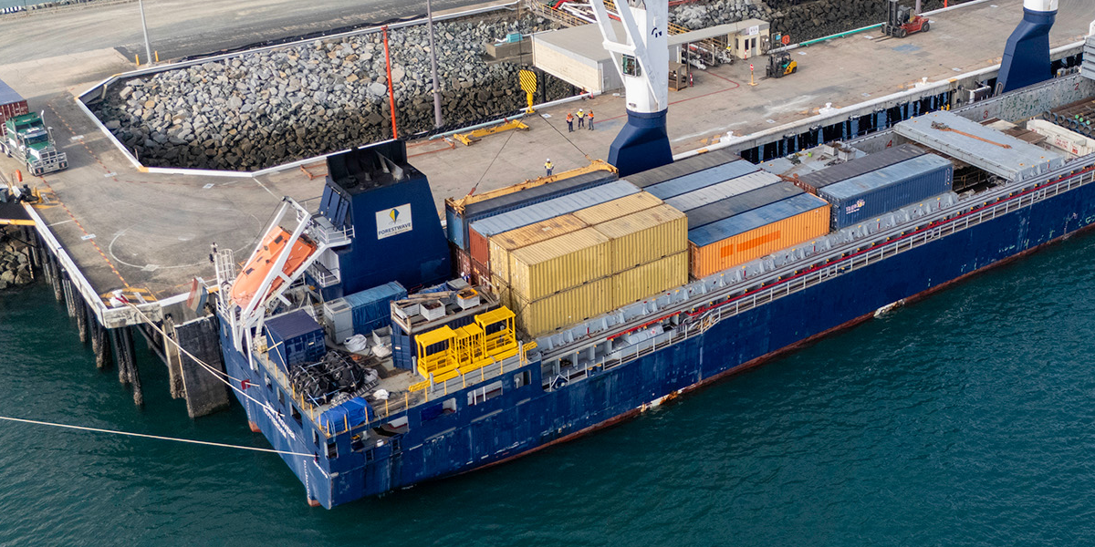 Containerised cargo departed the Port of Mackay aboard FWN Provider