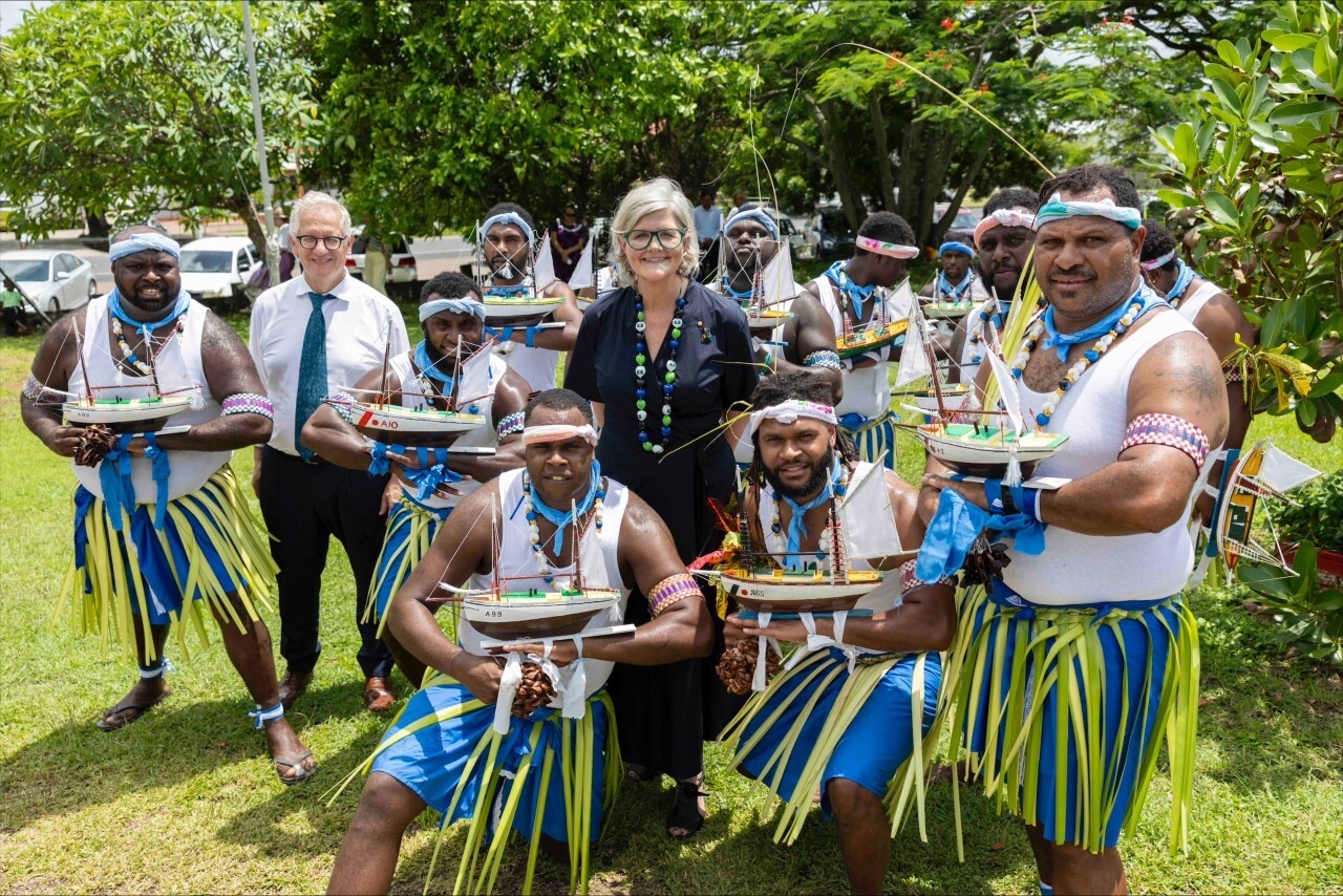 Governor-General Sam Mostyn with members of the Torres Strait community. Credit: Office of the Governor-General