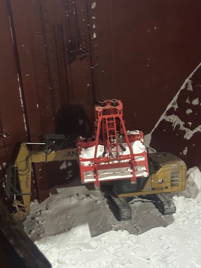 Bulk carrier Fei Run's cargo hold after crane failure