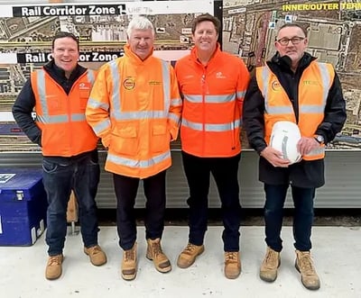 Luke Scanlan (Aurizon), Andrew Adam (ITC), George Lippiatt (Aurizon), Leigh Cook (ITC). Image: ITC