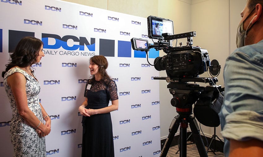 Marika Calfas of NSW Ports and DCN journalist Abby Williams