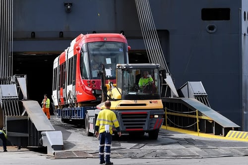 Light Rail vehicle at Port Kembla - NSW Ports