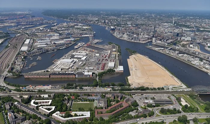 Aerial photo of Grasbrook under development_Copyright-Supplied Fotofrizz
