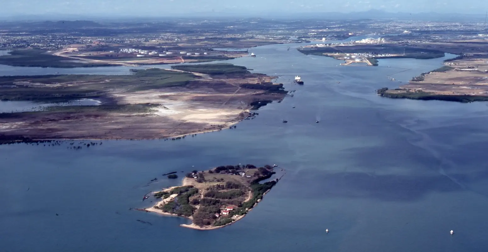 Aerial shot prior to Port of Brisbane's Fisherman Islands’ development