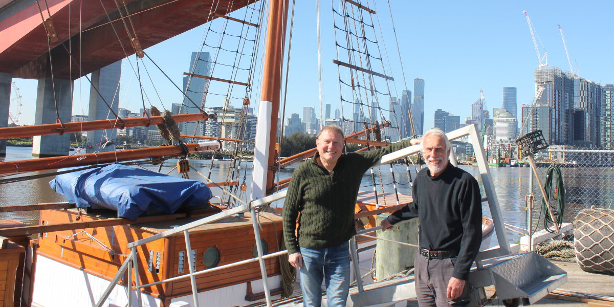 Alma Doepel Restoration Committee members Peter van Duyn and Peter Harris are looking forward to a voyage to Hobart. Image: David Sexton/DCN