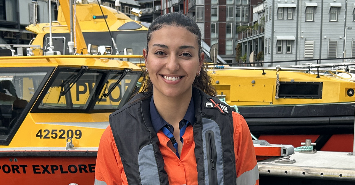 Port Authority of NSW apprentice marine mechanic, Amani Kaadan. Image: Port Authority of NSW