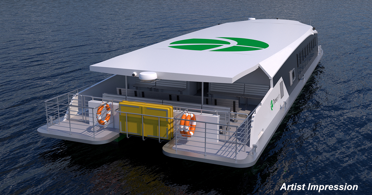 Artist impression of the new Swan River electric ferry. Image: Public Transport Authority of Western Australia