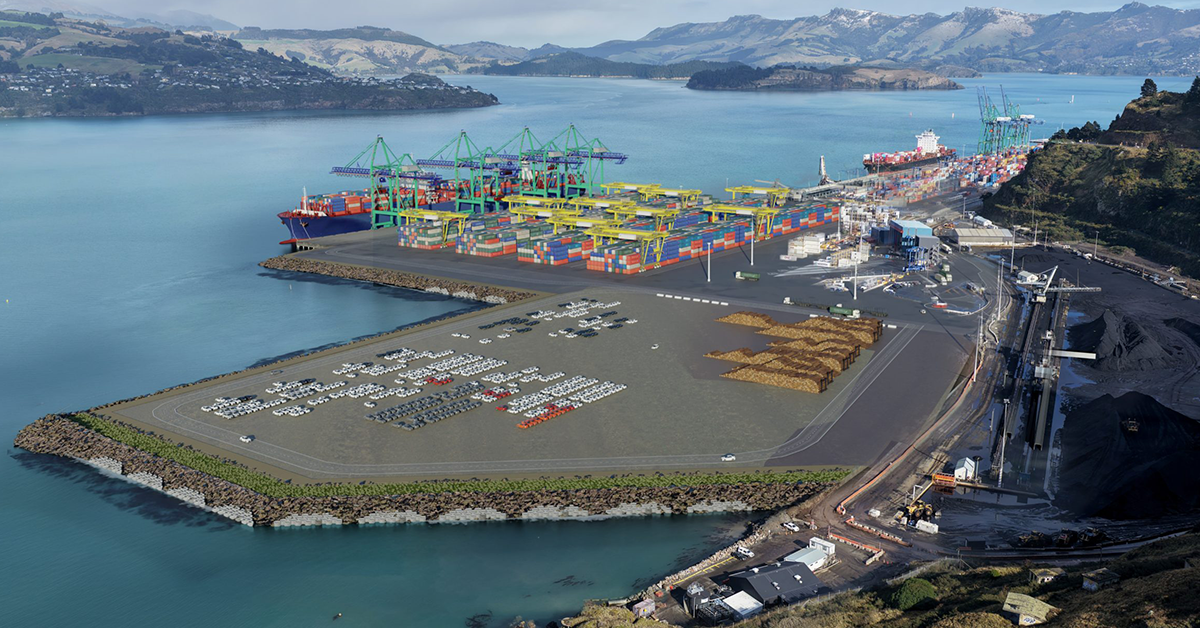 Artists impression of the Te Awaparahi Bay Expansion. Image: Lyttelton Port Company