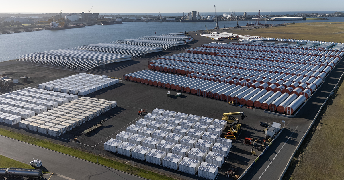 BESS storage at Port of Newcastle's Mayfield Multipurpose Terminal. Image: Port of Newcastle