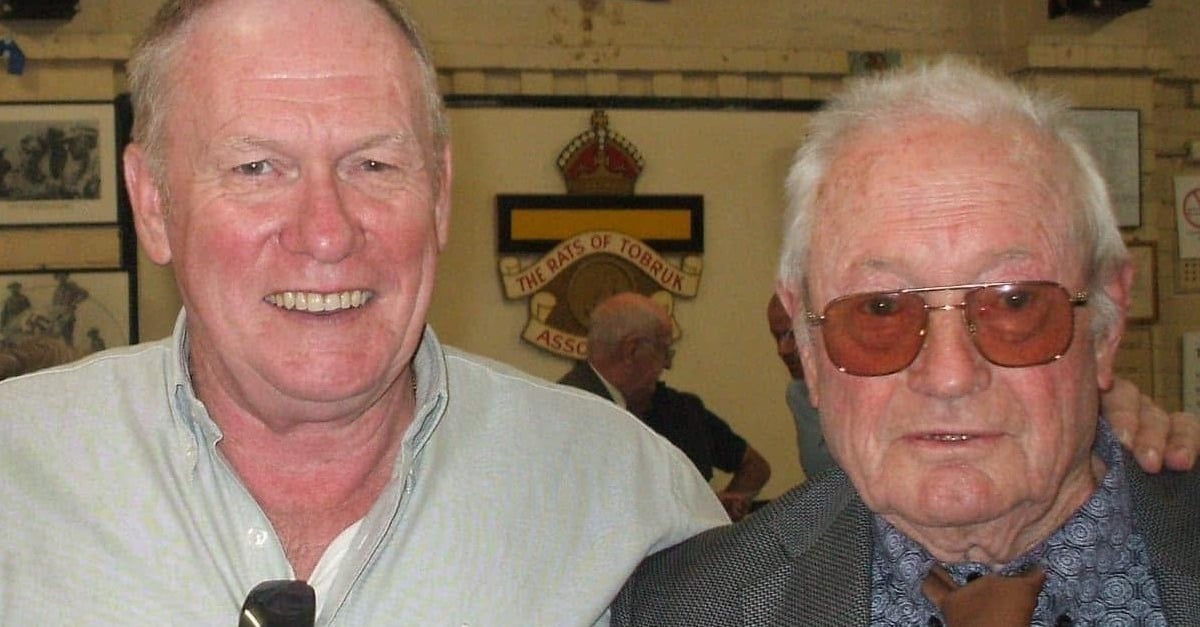Bill Gibbins (left), was known for his philanthropic work with groups such as the Rats of Tobruk Association. Image: Rats of Tobruk Association and Facebook