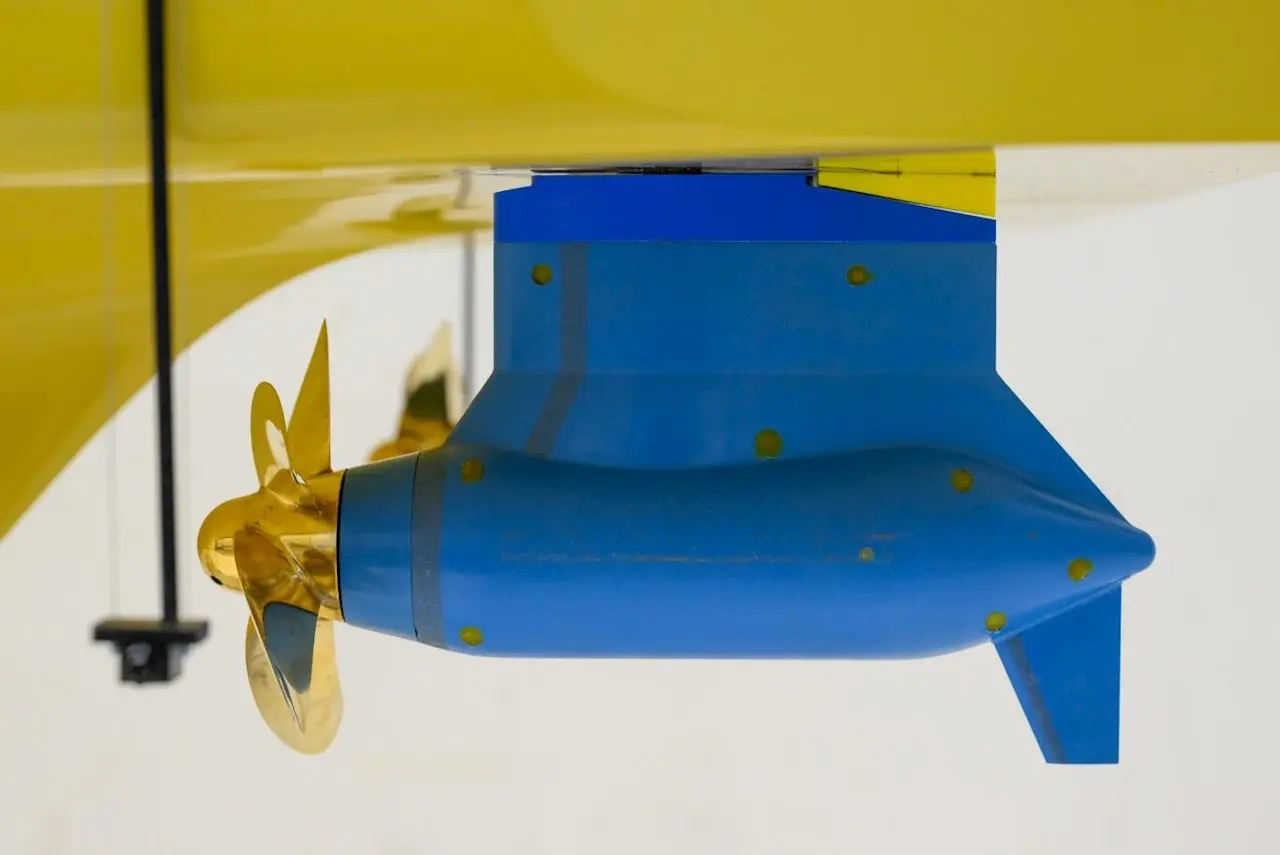 Close up of the state-of-the-art Azipod® azimuthing propulsion pods - Ferry_Holdings_Limited