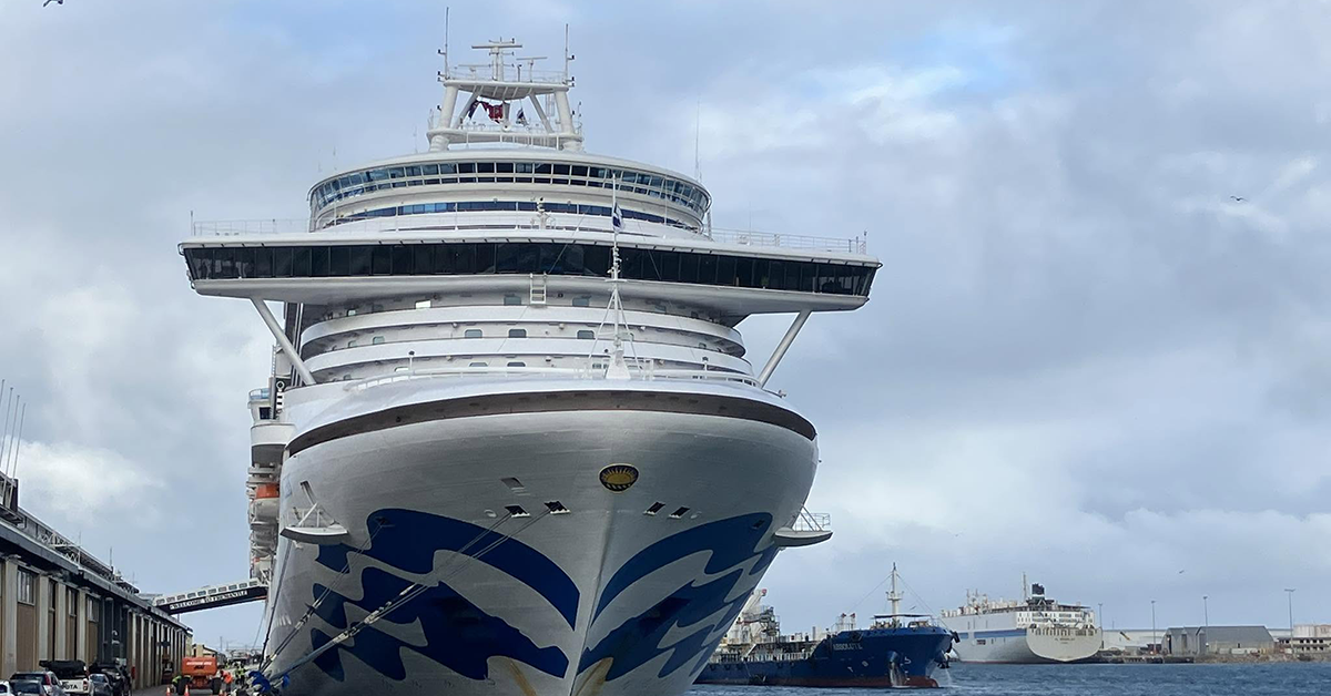 Crown Princess at Fremantle in March 2025. Image: Fremantle Ports / Facebook