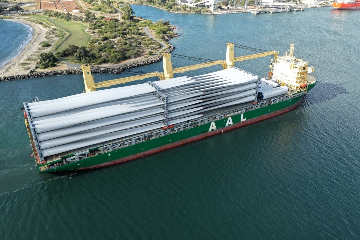 Port of Bunbury windfarm components. Image: Southern Ports