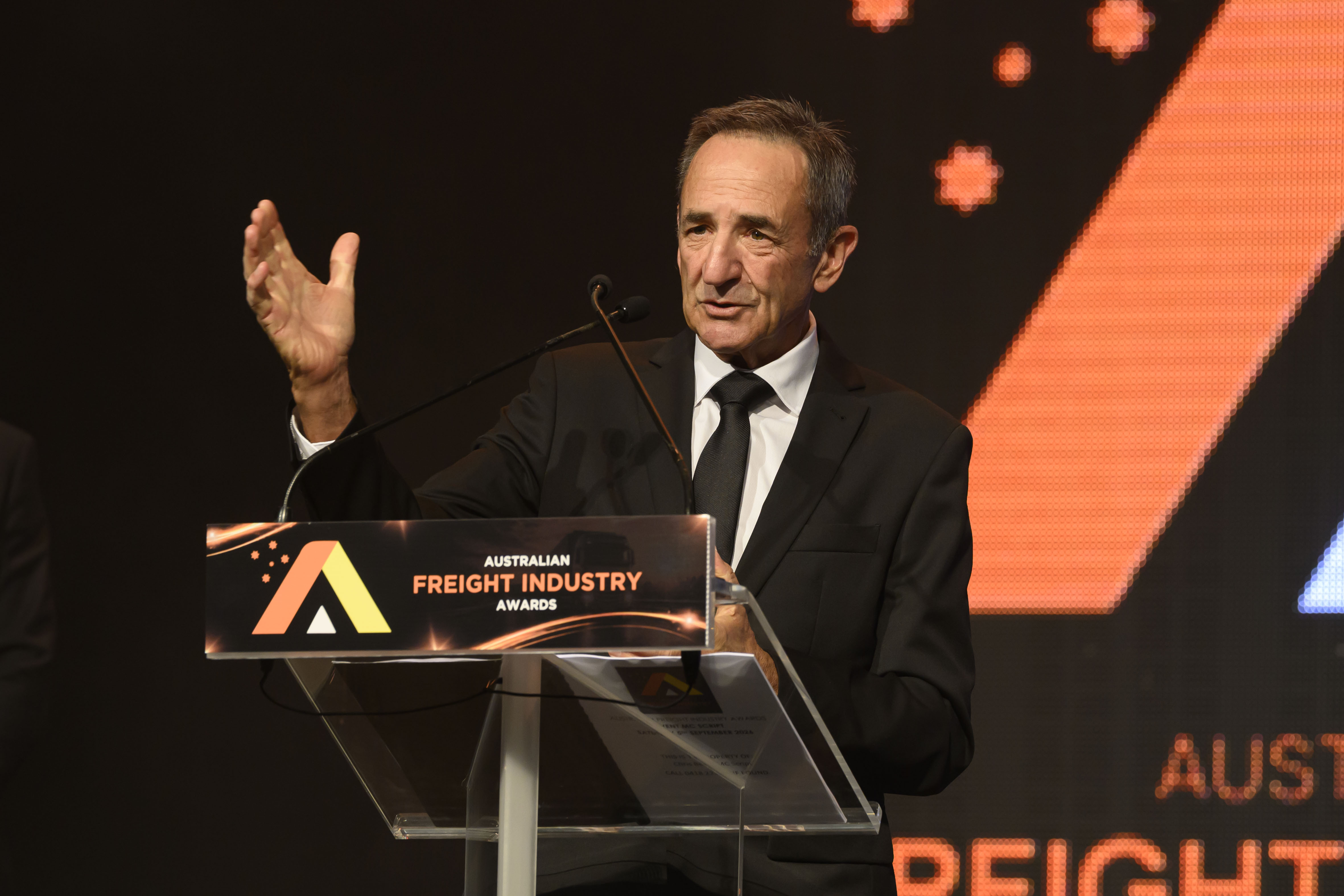 Senator Glenn Sterle addresses 36th Australian Freight Industry Awards attendees