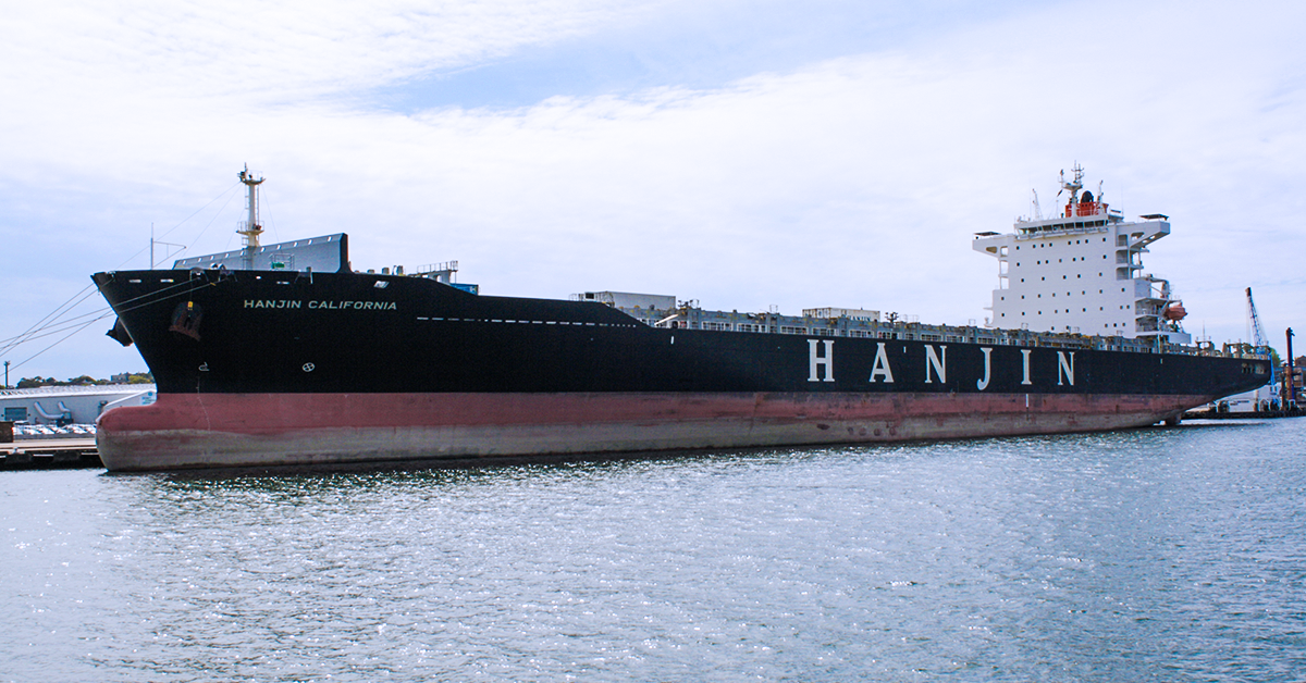 Hanjin California berthed at Glebe Island under arrest. Image: Ian Ackerman / DCN
