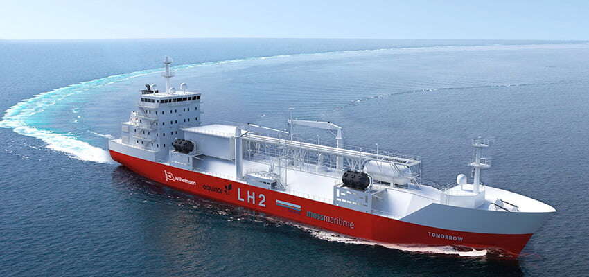 Liquefied hydrogen bunker barge designed