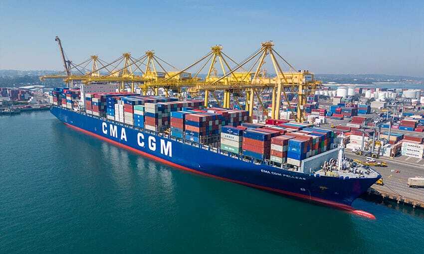 Long ship berths at Botany