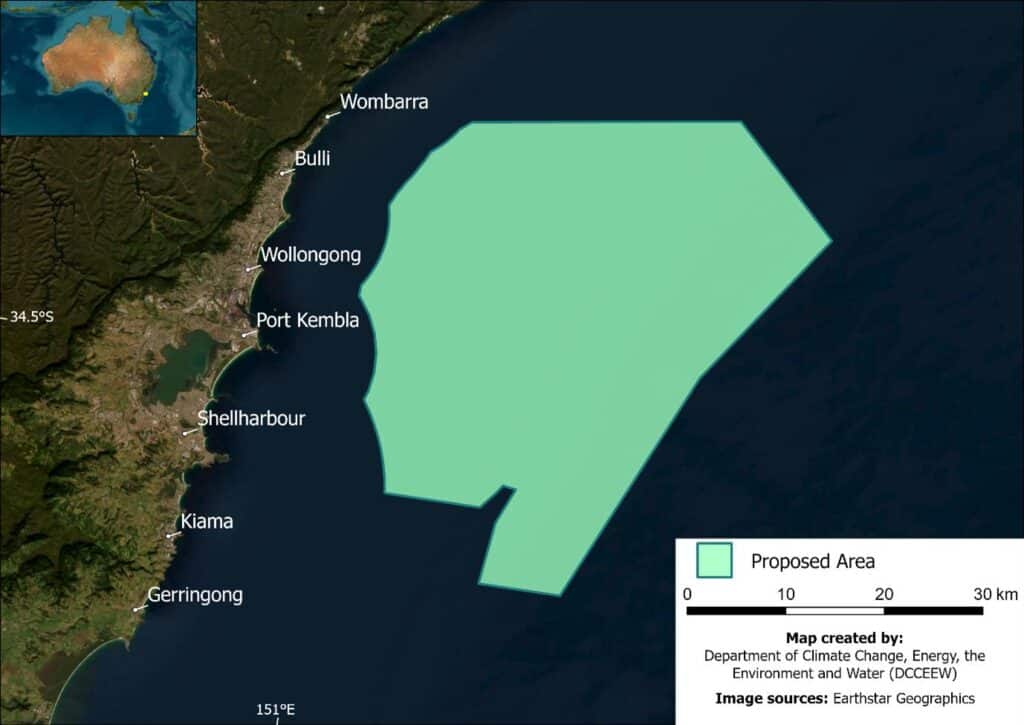 Proposed offshore wind zone for the Illawarra coast