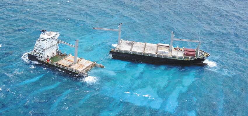 Barge arrives to help with KEA Trader removal