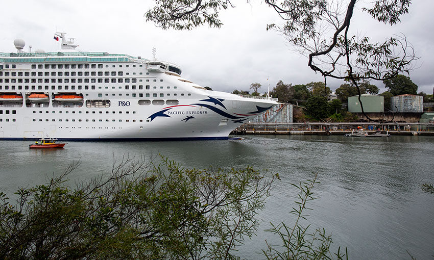Pacific Explorer ties up at Gore Bay