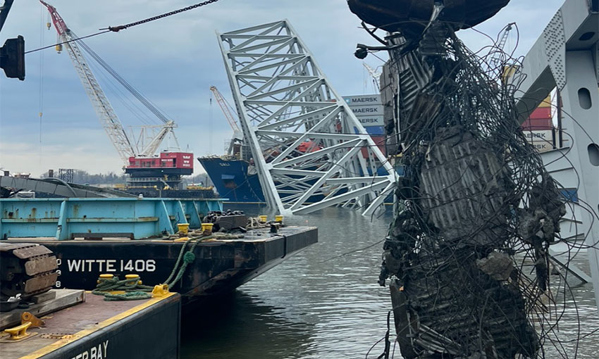 Trapped Baltimore ships freed