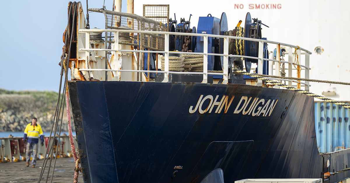 John Duigan at King Island's Port of Grassy. Image: TasPorts / Rob Burnett Images