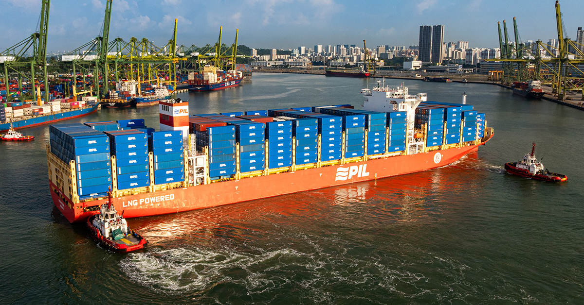 PIL vessel, Kota Ocean, in Singapore. Image: PIL
