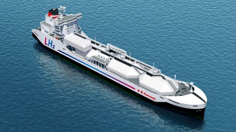 40,000 m3 liquefied hydrogen carrier (artist’s impression) Courtesty of Kawasaki Heavy Industries