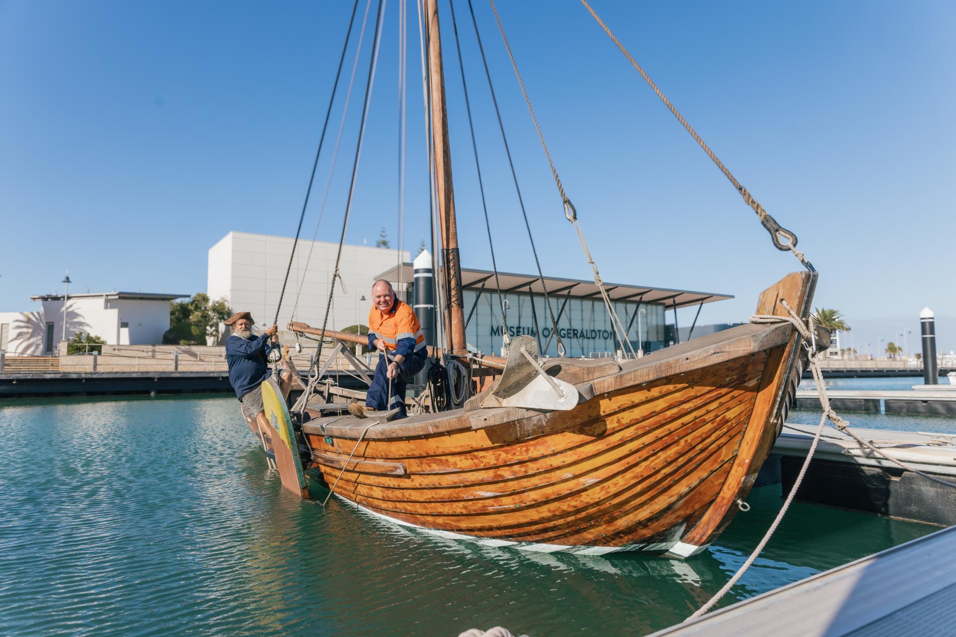 Batavia Coast Replica Boat Association's longboat. Image: Mid West Ports