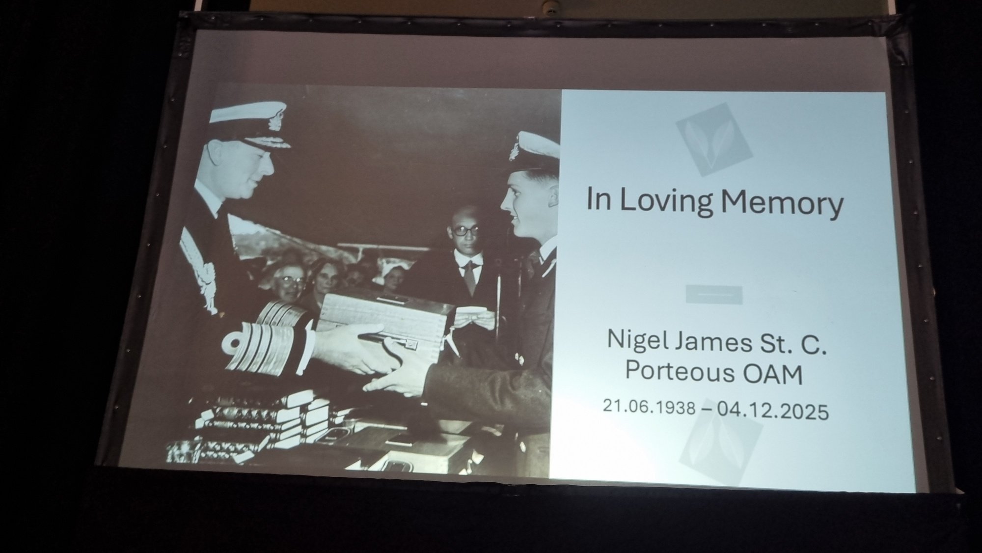 A young Nigel Porteous (right) accepts his award as the Queen's Gold Medalist from Lord Louis Mountbatten in 1955.
