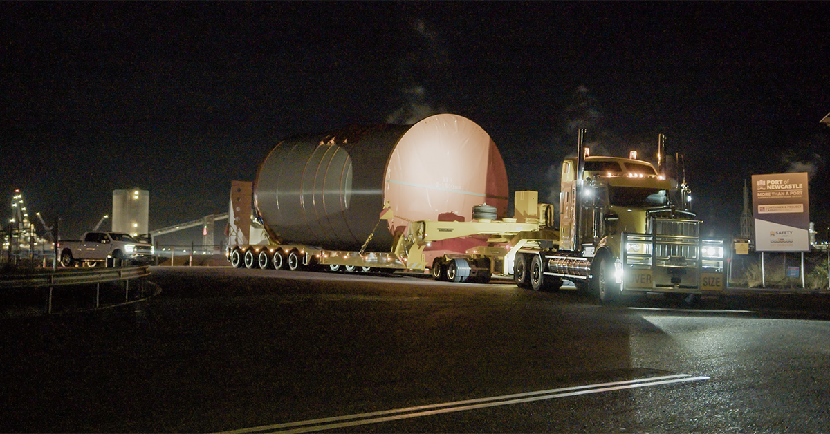Big energy components leave Port of Newcastle for Uungula Wind Farm