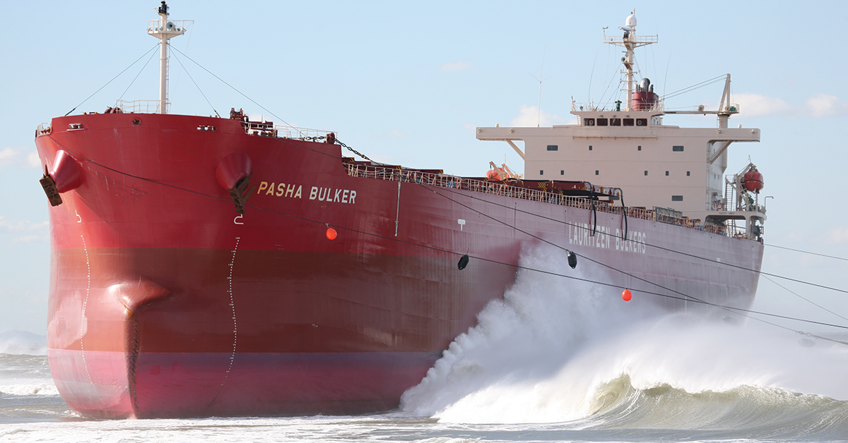 Bulk carrier Pasha Bulker ran aground at Nobbys Beach, Newcastle in 2007. Image: United Salvage