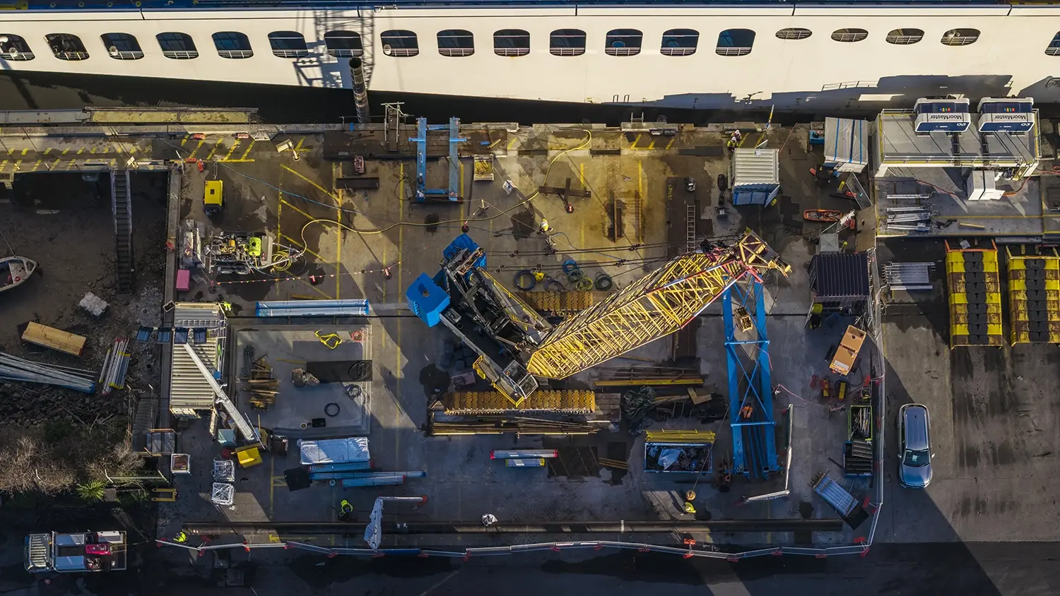 Aerial view of works on Port of Devonport's Terminal 2. © robburnettimages