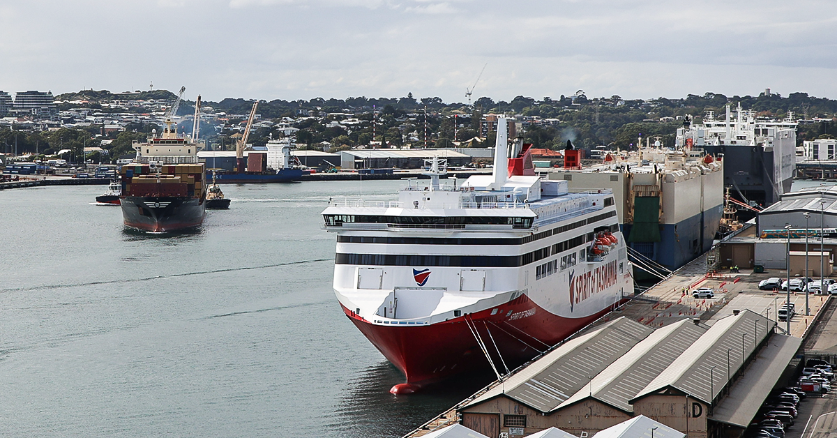 Spirit of Tasmania V (on right) at Fremantle. Image: Fremantle Ports