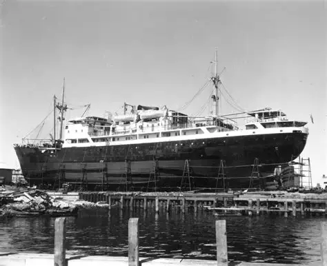 State Ship Koojarra on slip at Fremantle. Image State Library of Western Australia