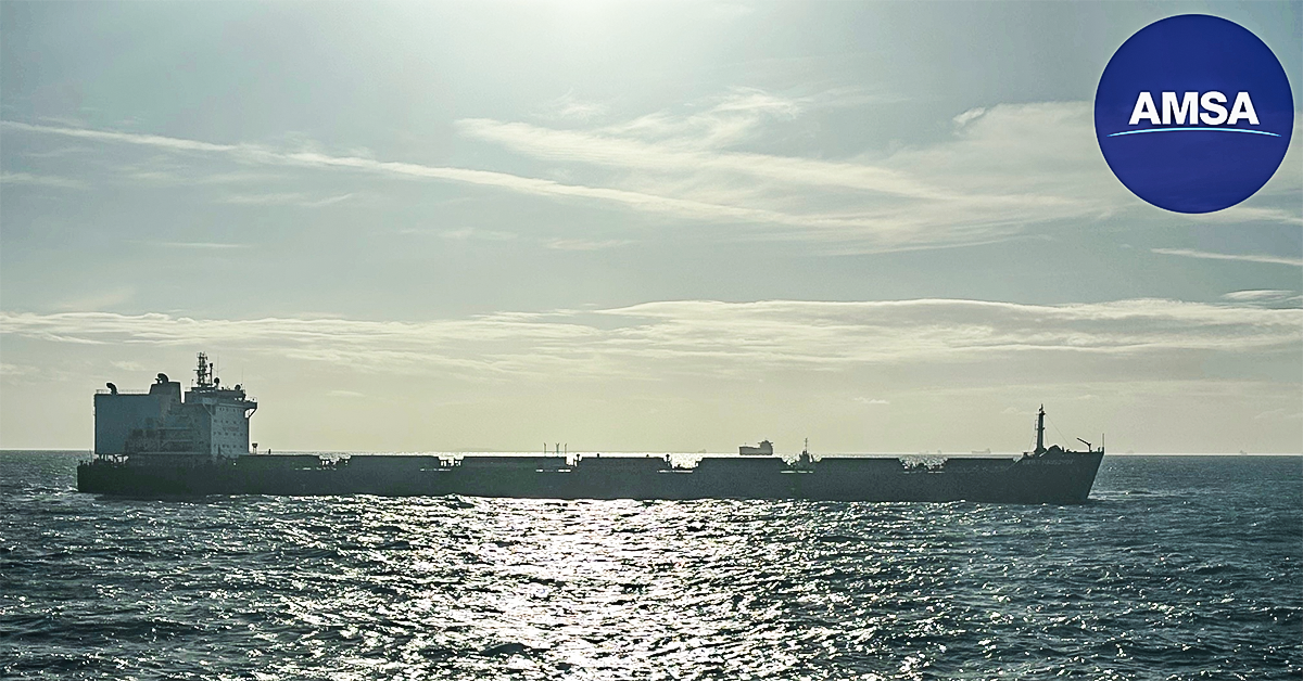 Swift Hangzhou at anchorage. Image: AMSA