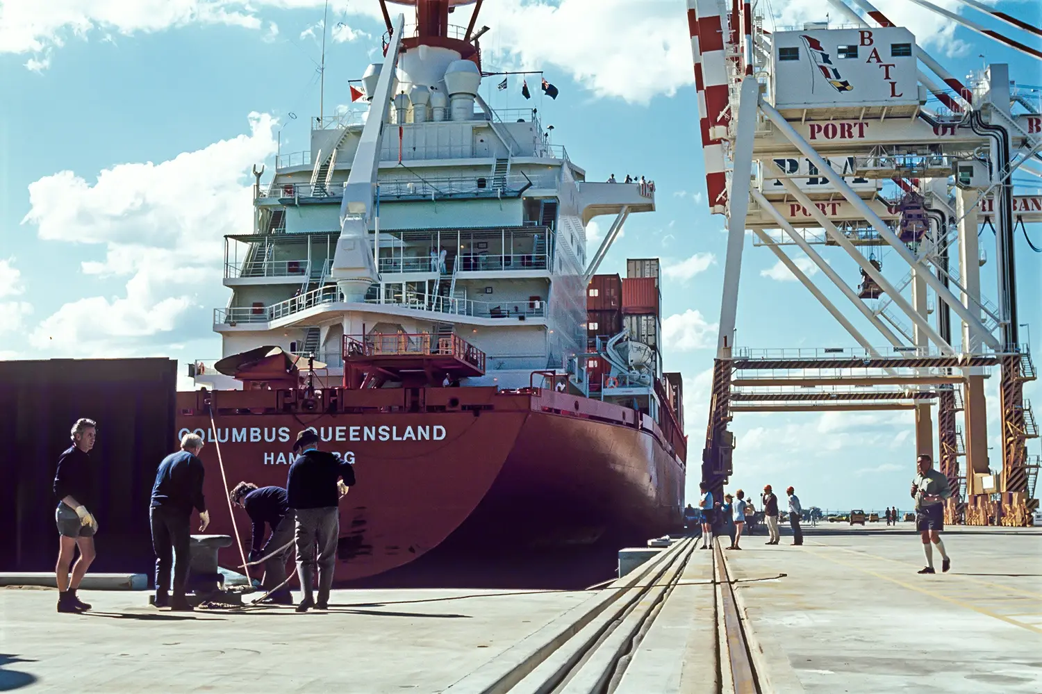 The first container ship to dock at Fisherman Islands was the Columbus Queensland in 1981 - Port of Brisbane