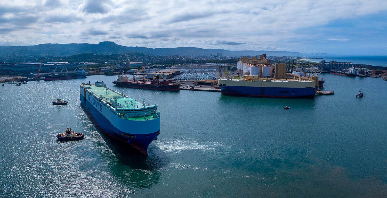 Vehicle carriers at Port Kembla. Image: NSW Ports
