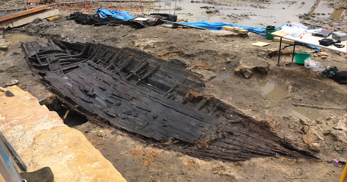 View of the boat during excavation.  Image: Benjamin Wharton / Sydney Metro