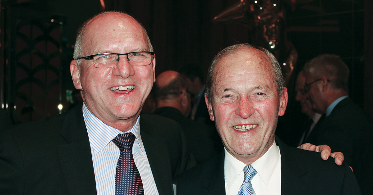 Nigel Porteous (right), pictured with Warwick Norman, is being remembered for his work supporting sailors. Image: David Sexton / DCN