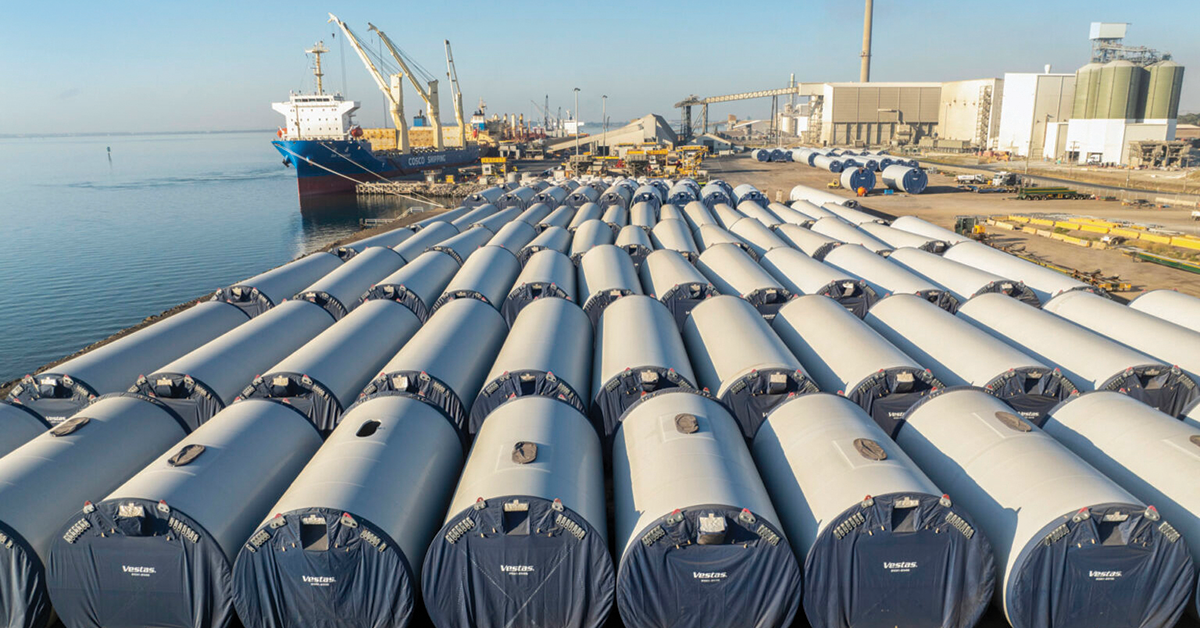 Wind Farm Components at GeelongPort, March 2024. Image: GeelongPort