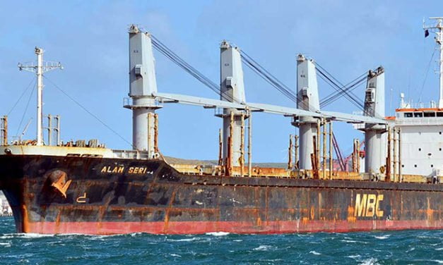 Bulker loses steering, may have grounded at Bluff