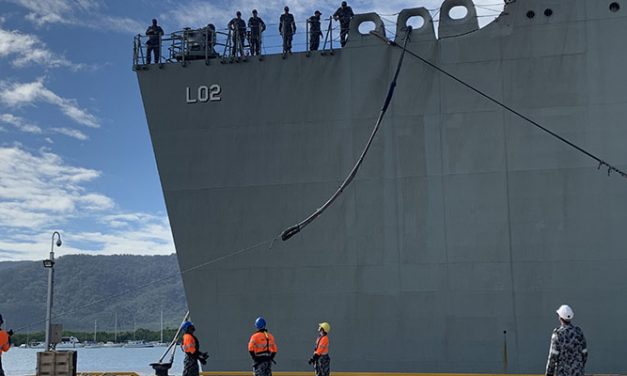 HMAS Canberra docks in Cairns