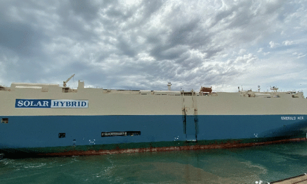First hybrid car carrier Emerald Ace visits Adelaide