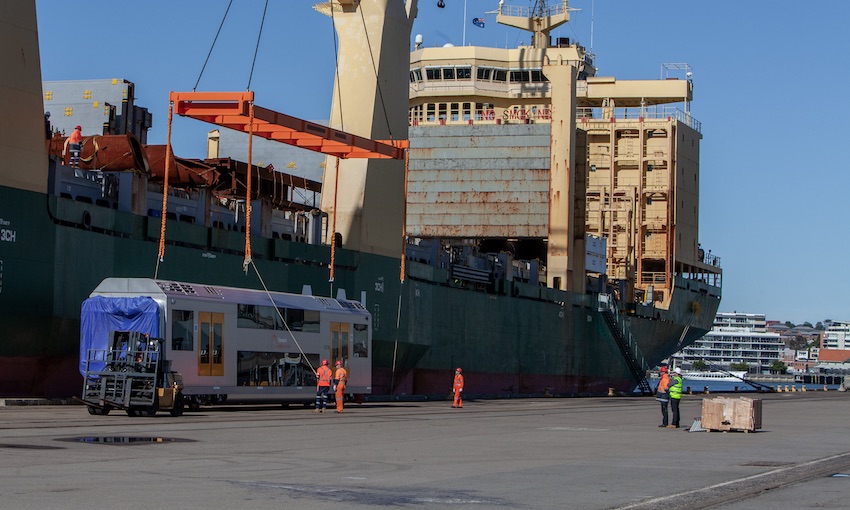 Passenger train arrives at Port of Newcastle (with video)