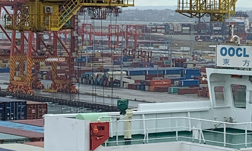 Weather topples containers at Botany